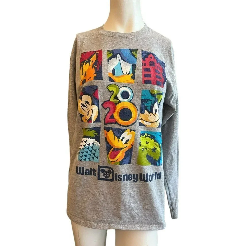 Walt Disney World Ladies Medium 2020 Long Sleeve Disneyland Gray Graphic T Shirt